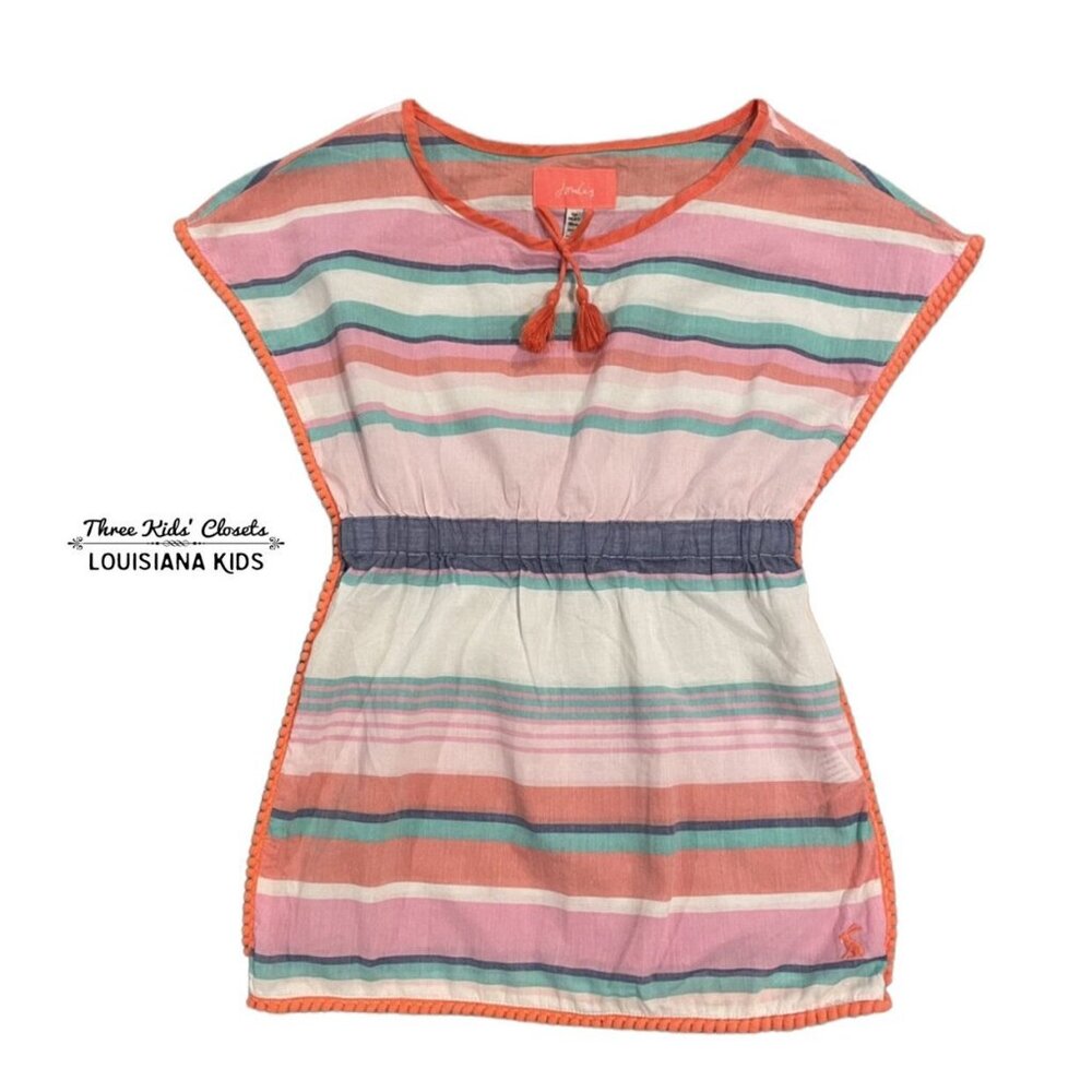 Joules 3Y Striped PomPom Swim Cover Up Tunic